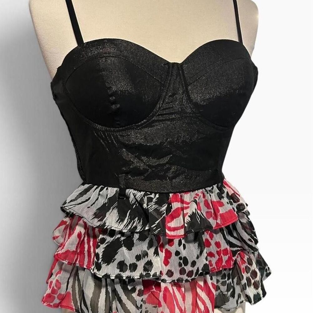 Vintage Y2K Mixed Animal Print Bustier Top Size Small